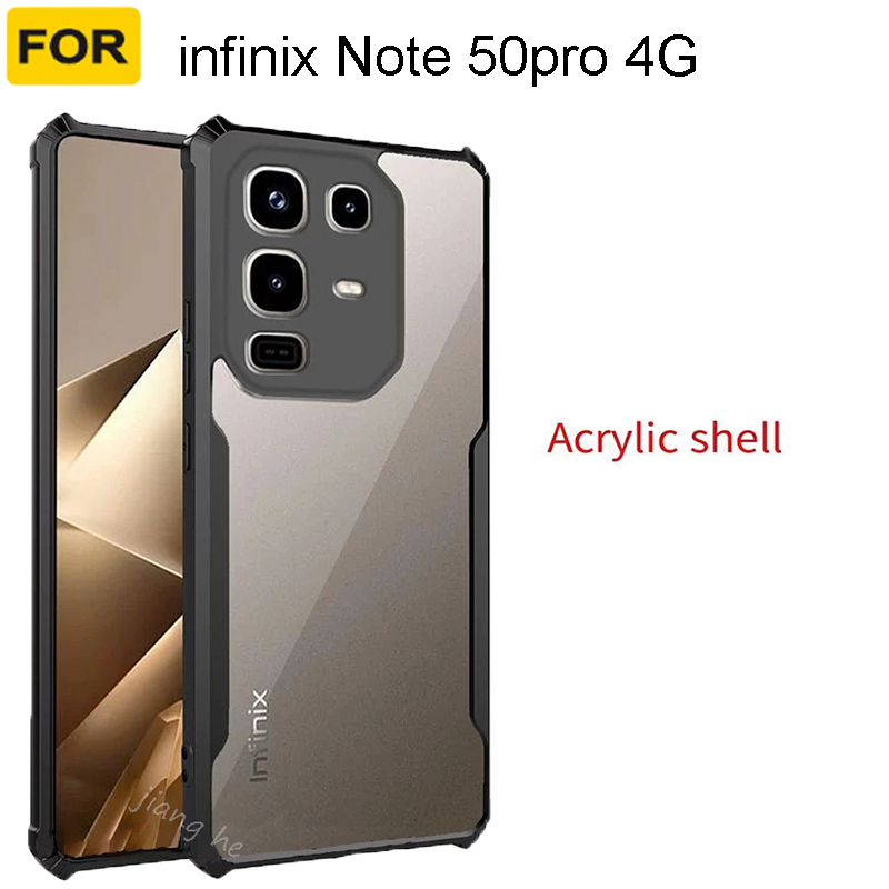 3-in-1 For infinix Note50pro 4G mobile phone shockproof transparent case + full-coverage curved screen high-definition tempered glass film + camera lens film