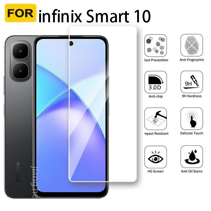 3-IN-1 For Infinix Smart 10 Screen Protector, phone case smart10 anti-drop protective case, Full-screen high-definition tempered glass film, lens film. Smart phone accessories
