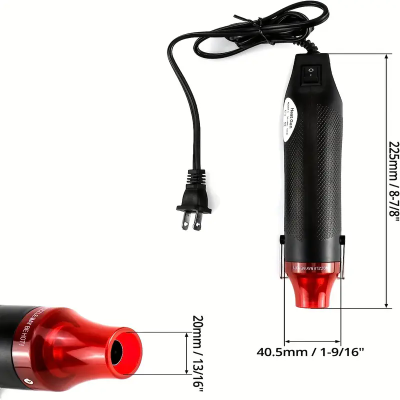 300W 220V Compact Mini Heat Gun with Stand for DIY Multi-Purpose Electric Heating Nozzle - Embossing, Shrink, Wrap, Paint, Clay