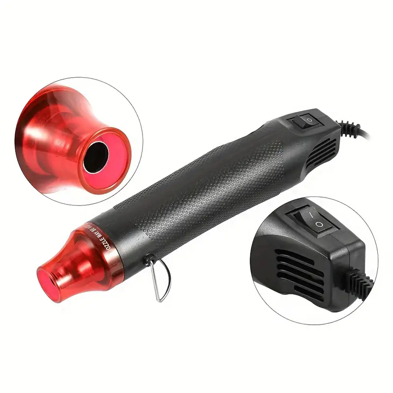 300W 220V Compact Mini Heat Gun with Stand for DIY Multi-Purpose Electric Heating Nozzle - Embossing, Shrink, Wrap, Paint, Clay
