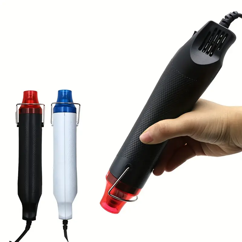 300W 220V Compact Mini Heat Gun with Stand for DIY Multi-Purpose Electric Heating Nozzle - Embossing, Shrink, Wrap, Paint, Clay