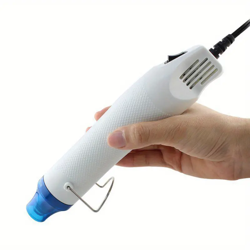 300W 220V Compact Mini Heat Gun with Stand for DIY Multi-Purpose Electric Heating Nozzle - Embossing, Shrink, Wrap, Paint, Clay