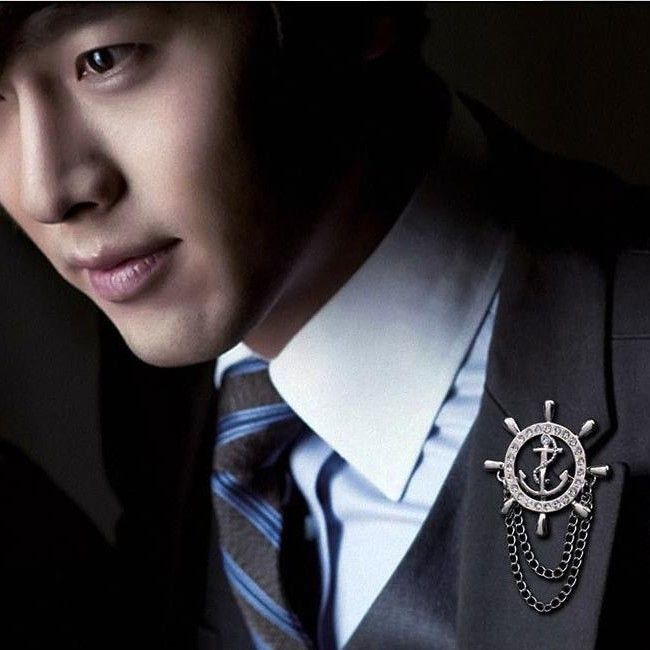 Golden Rudder Anchor Brooch Mens Suit Boutonniere Badge Korean Brooches for Men Lapel Pin Women Broches Chain Christmas A-31