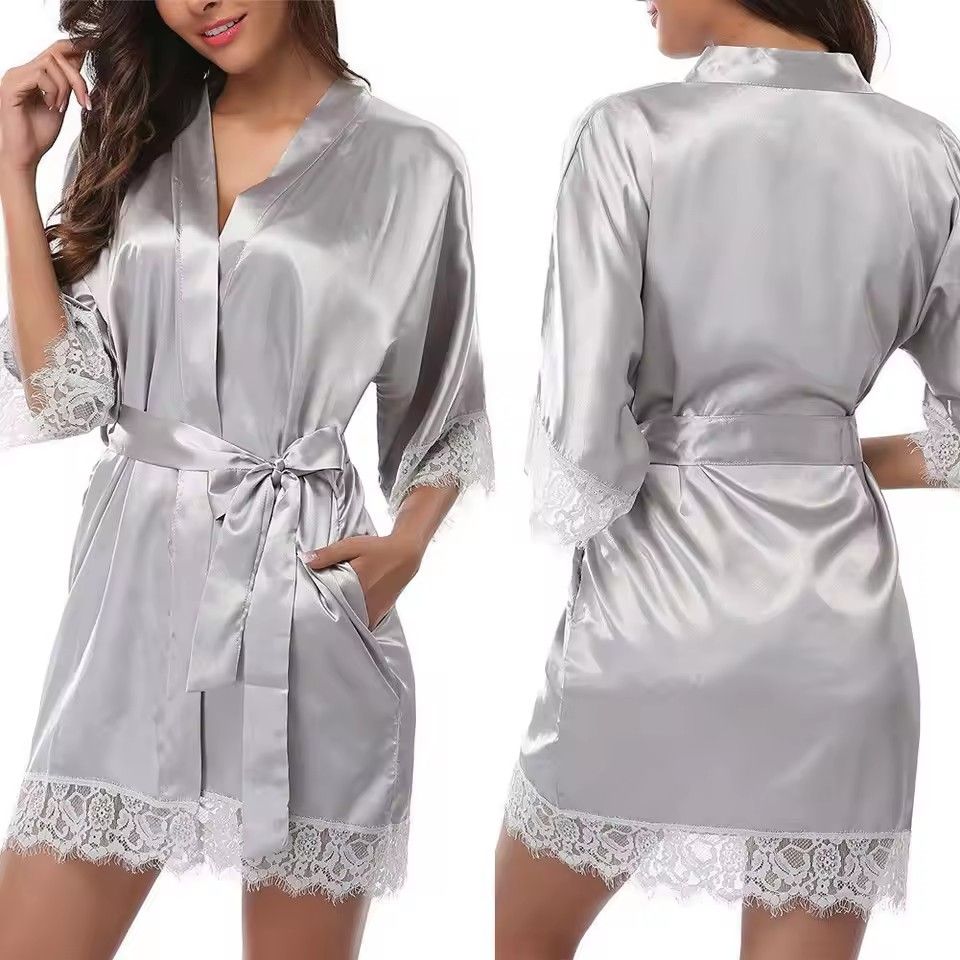 1 Piece Women's Underwear Glossy Robe Pajamas Ice Silk plus Size Nightgown Homewear Fashion TrendFZ-212