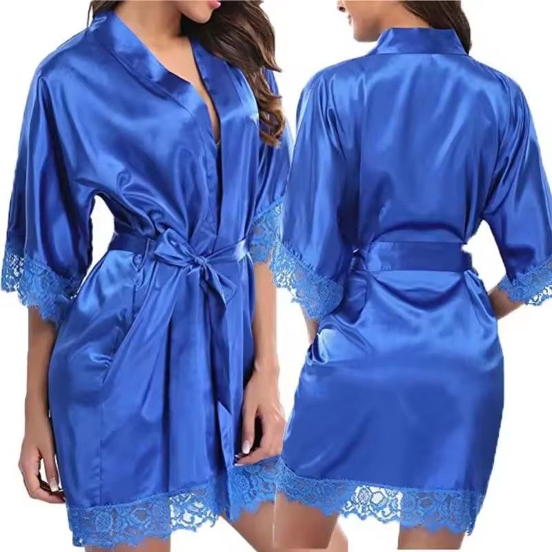 1 Piece Women's Underwear Glossy Robe Pajamas Ice Silk plus Size Nightgown Homewear Fashion TrendFZ-212