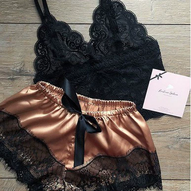 Womens Sexy Lace Sleepwear Lace Nachtkleding Lingerie Sleeveless V-Neck Babydoll Pajamas Set Lingerie Tops Shorts Set Nightwear