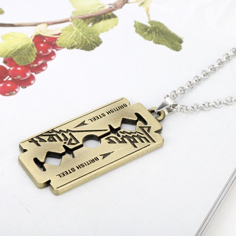 Razor Blade Necklace Movie Jewelry Judas Priest  Pendants&Necklaces Stainless Steel Necklace for Women Men A-1227