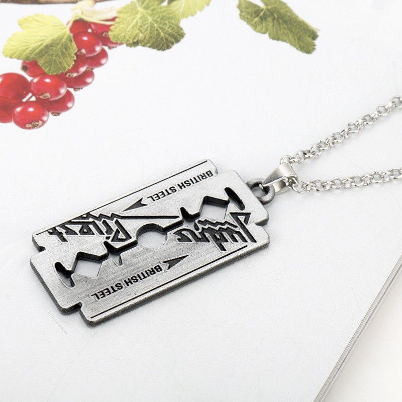 Razor Blade Necklace Movie Jewelry Judas Priest  Pendants&Necklaces Stainless Steel Necklace for Women Men A-1227