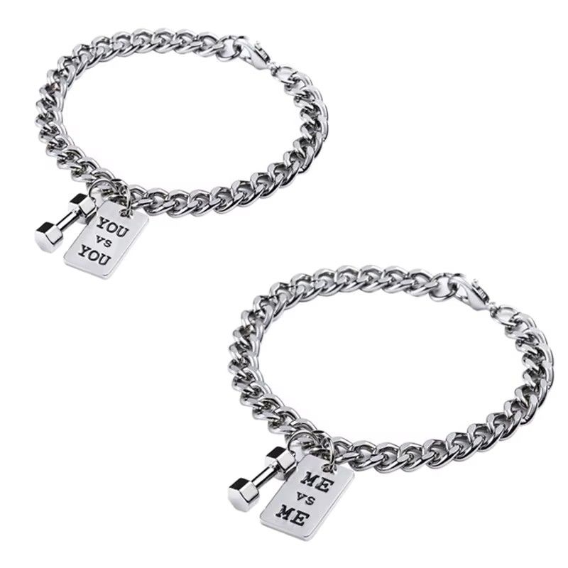 Fashion Sports Fitness Small Dumbbell Bracelet Men's Titanium Steel Steel Brand Bracelet A-1048