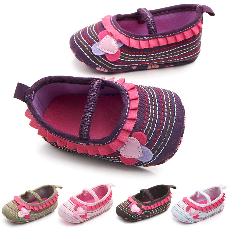 0-18M Fashion Newborn Pink Baby Shoes Non-slip Cloth Bottom Shoes For Girls Elegant Breathable Leisure Baby First Walking Shoes