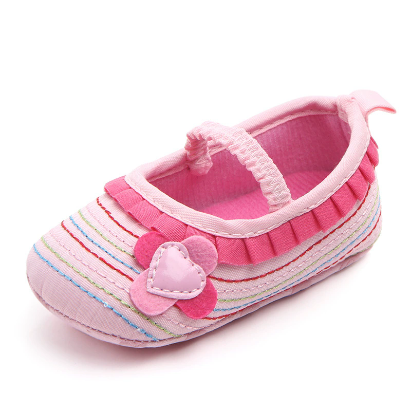 0-18M Fashion Newborn Pink Baby Shoes Non-slip Cloth Bottom Shoes For Girls Elegant Breathable Leisure Baby First Walking Shoes