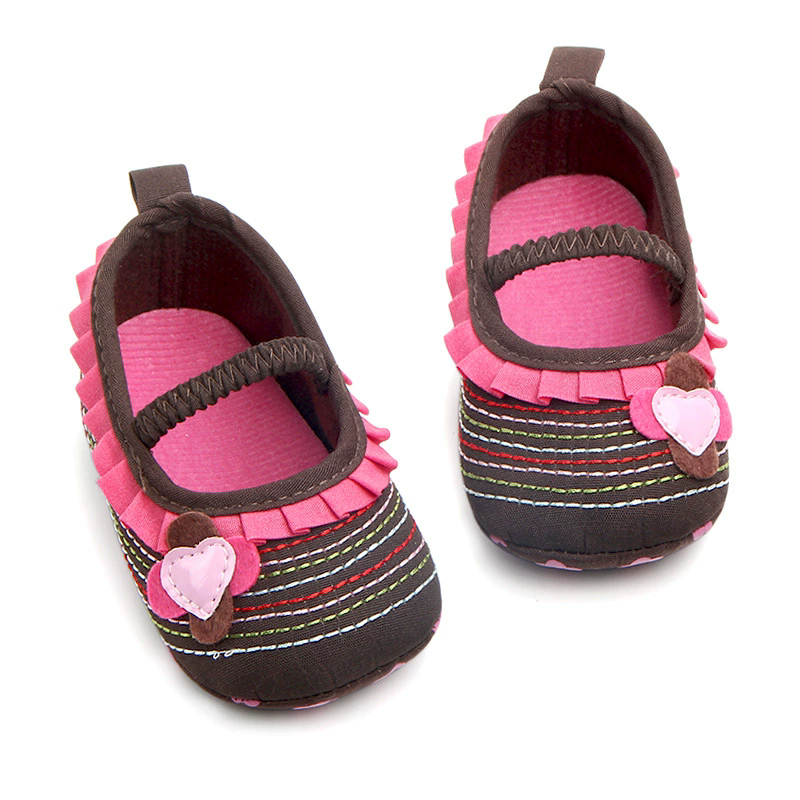 0-18M Fashion Newborn Pink Baby Shoes Non-slip Cloth Bottom Shoes For Girls Elegant Breathable Leisure Baby First Walking Shoes