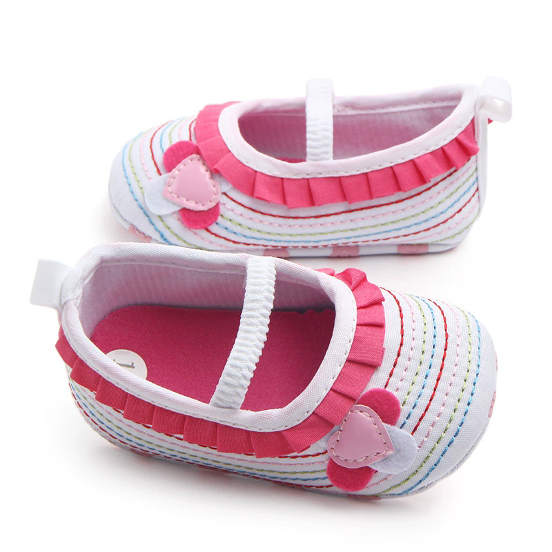 0-18M Fashion Newborn Pink Baby Shoes Non-slip Cloth Bottom Shoes For Girls Elegant Breathable Leisure Baby First Walking Shoes