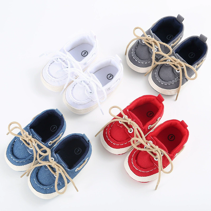 Spring and Autumn Baby Shoes Classic Canvas Lace up Casual Shoes for Boys Soft Sole Comfortable Walking Shoes