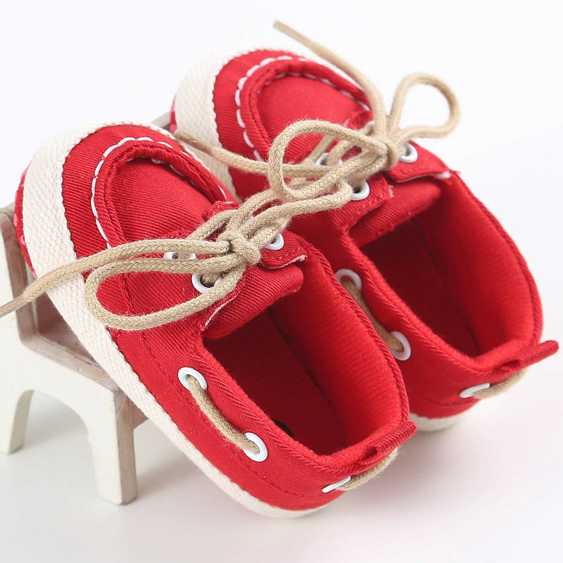 Spring and Autumn Baby Shoes Classic Canvas Lace up Casual Shoes for Boys Soft Sole Comfortable Walking Shoes