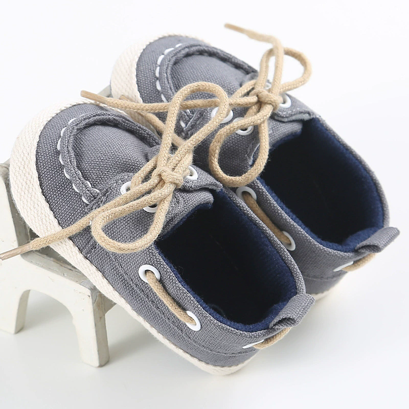 Spring and Autumn Baby Shoes Classic Canvas Lace up Casual Shoes for Boys Soft Sole Comfortable Walking Shoes