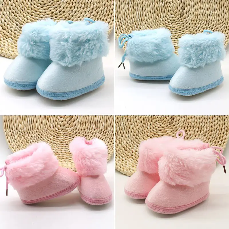 Winter Snow Baby Boots Newborn Warm Booties Soft Sole First Walkers Shoes for Baby Girls Boys Solid Infant Shoes Toddler 0-18M