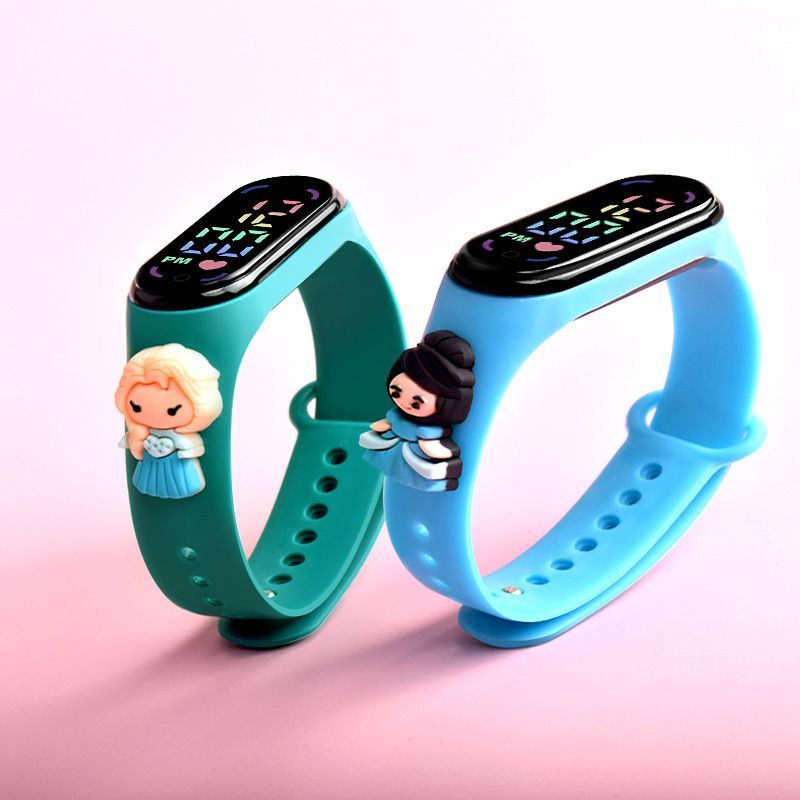 LED Cartoon Princess Watch Waterproof Watch For School Boys Girls Sport Touch Screen Watch For Women Students A-1920
