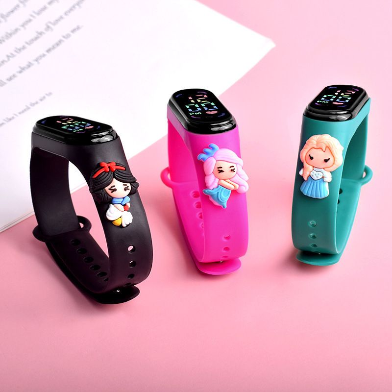 LED Cartoon Princess Watch Waterproof Watch For School Boys Girls Sport Touch Screen Watch For Women Students A-1920