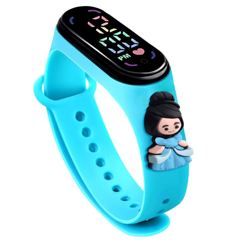 LED Cartoon Princess Watch Waterproof Watch For School Boys Girls Sport Touch Screen Watch For Women Students A-1920