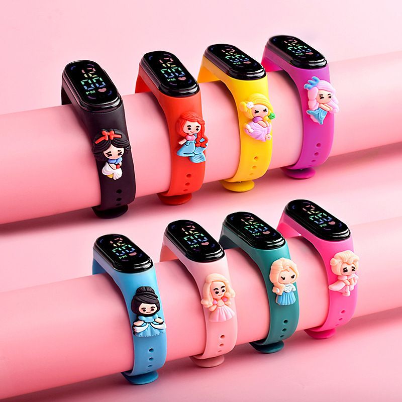 LED Cartoon Princess Watch Waterproof Watch For School Boys Girls Sport Touch Screen Watch For Women Students A-1920