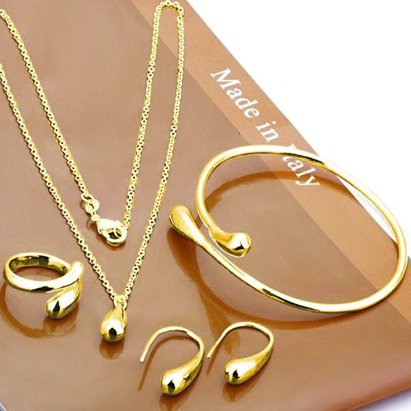925 silver plated jewelry set bracelet necklace rings Oval Drop Earring SHT-103