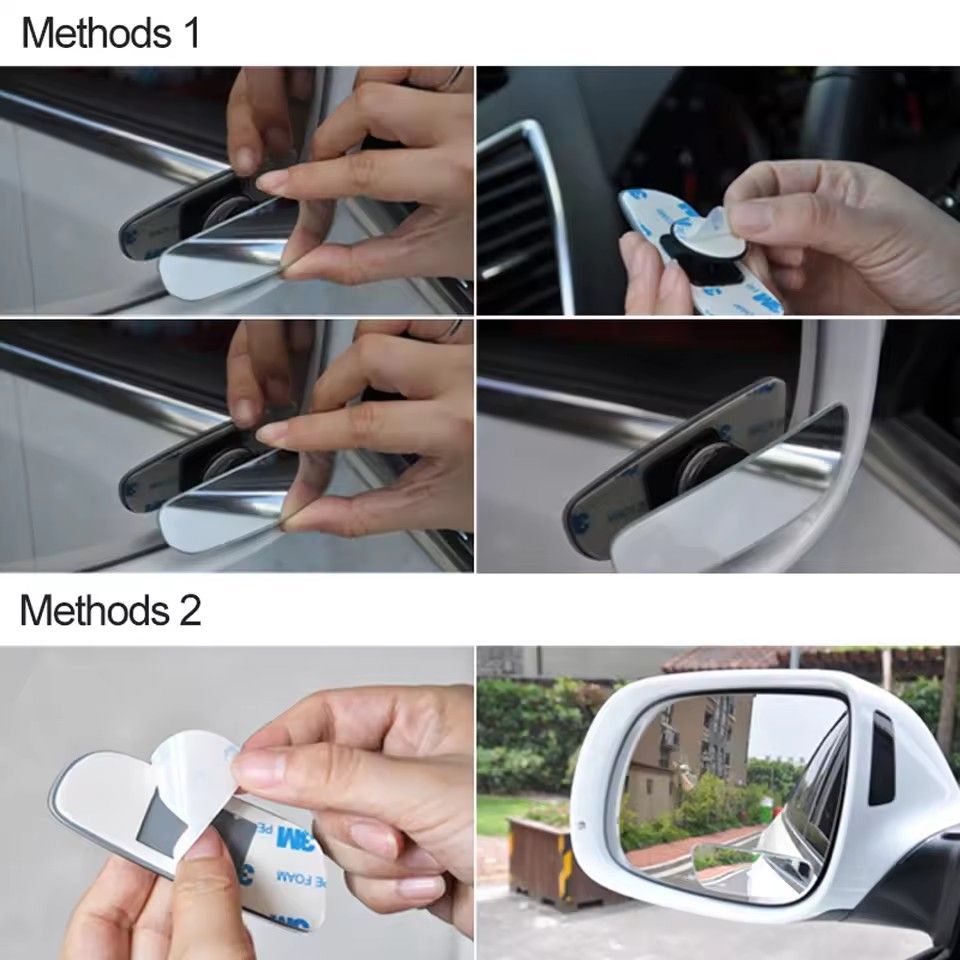 2Pcs/1set  Car Wide Angle Rear View Mirror 360 Degree Rotation Auto Rearview Auxiliary Parking HD Frameless Blind Spot Mirrors C-449