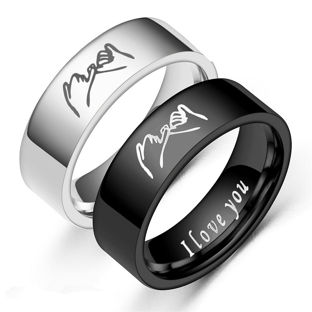 Titanium Steel Couple Ring I Love YoY Handle Stainless Steel Couple Rings Hand Jewelry Engagement Ring Men Women rings &A-1468