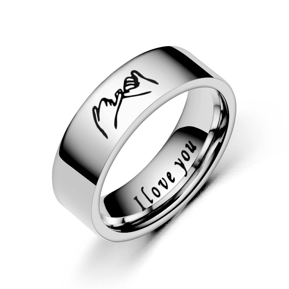 Titanium Steel Couple Ring I Love YoY Handle Stainless Steel Couple Rings Hand Jewelry Engagement Ring Men Women rings &A-1468