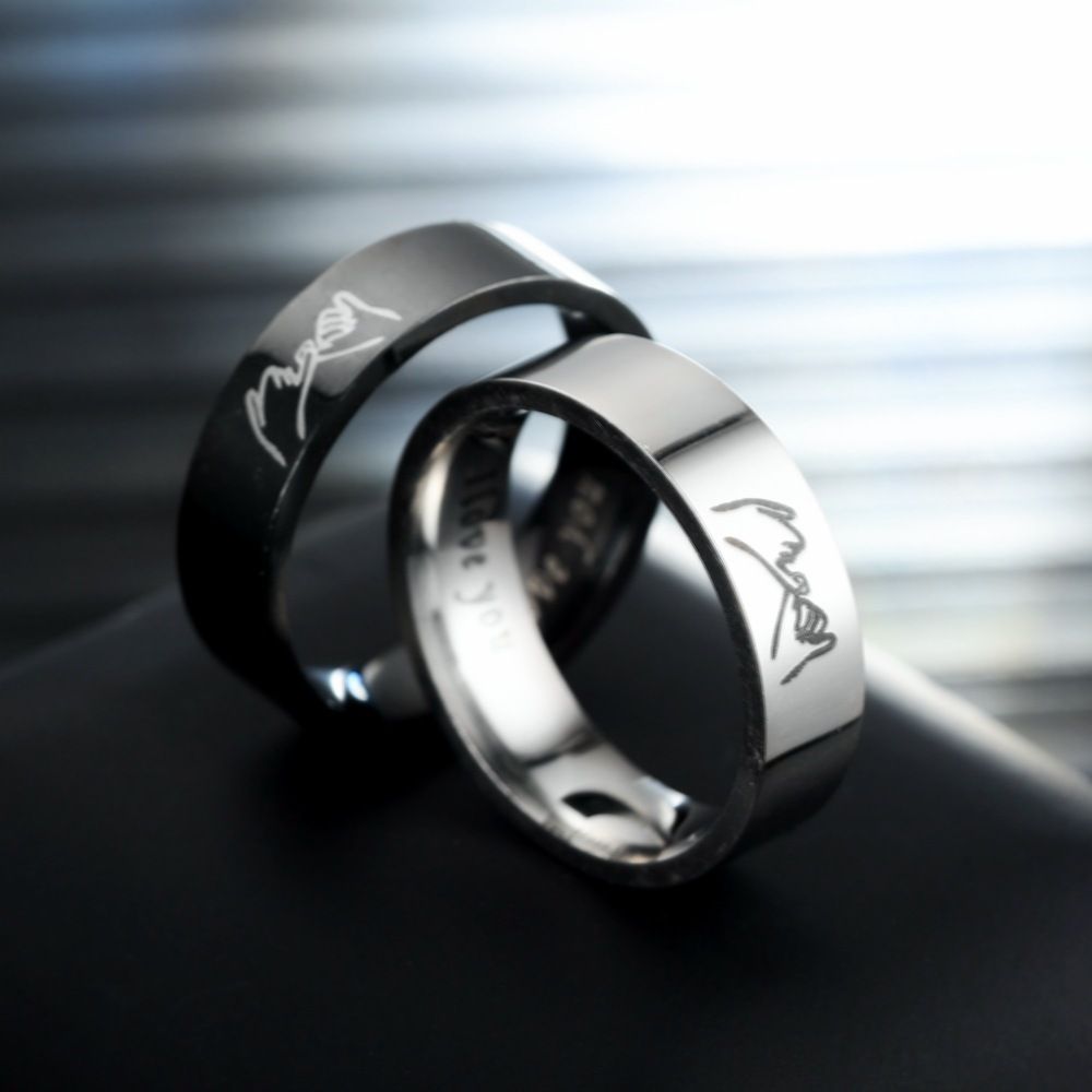 Titanium Steel Couple Ring I Love YoY Handle Stainless Steel Couple Rings Hand Jewelry Engagement Ring Men Women rings &A-1468