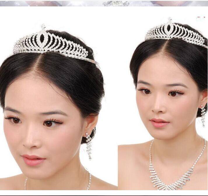 aroque Luxury Handmade Rhinestone Bridal Crown Tiaras Silver Crystal Diadem Tiaras for Bride Headbands Wedding Hair Accessories TS-5