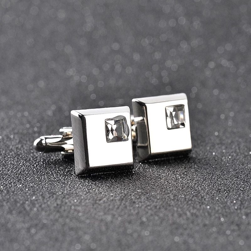 2 Color high quality fashion male French shirt cufflinks Brand cuff buttons square wedding party white/blue crystal cuff links A-1513