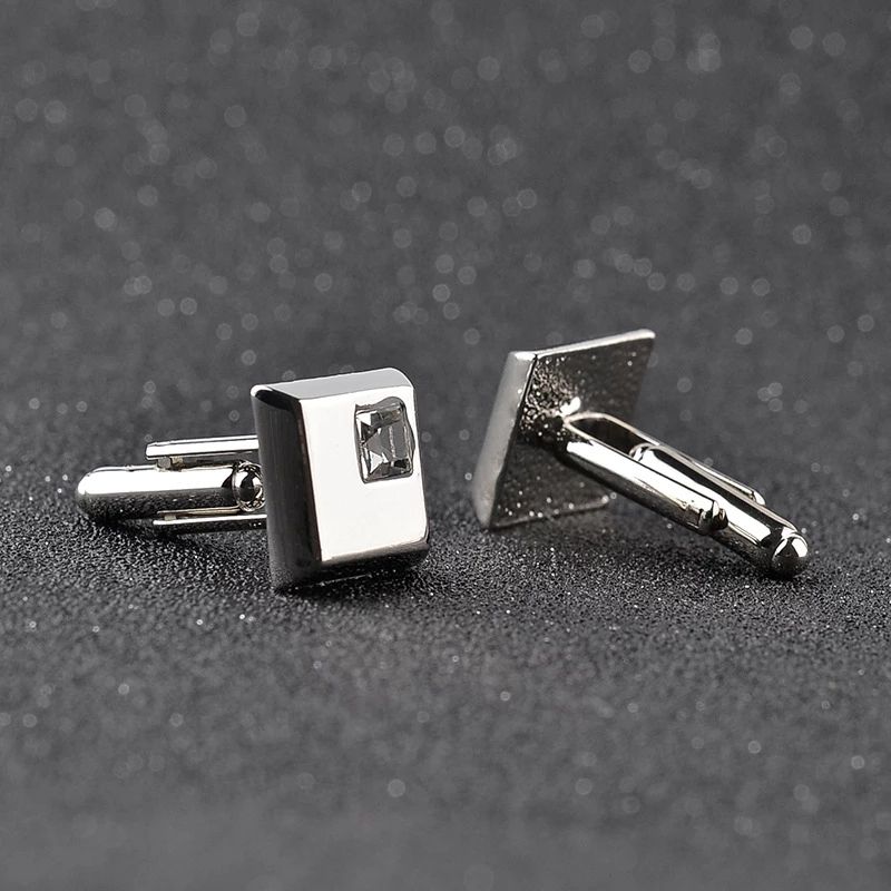 2 Color high quality fashion male French shirt cufflinks Brand cuff buttons square wedding party white/blue crystal cuff links A-1513