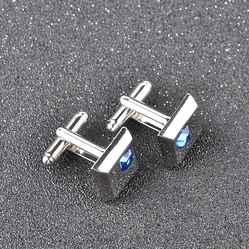 2 Color high quality fashion male French shirt cufflinks Brand cuff buttons square wedding party white/blue crystal cuff links A-1513