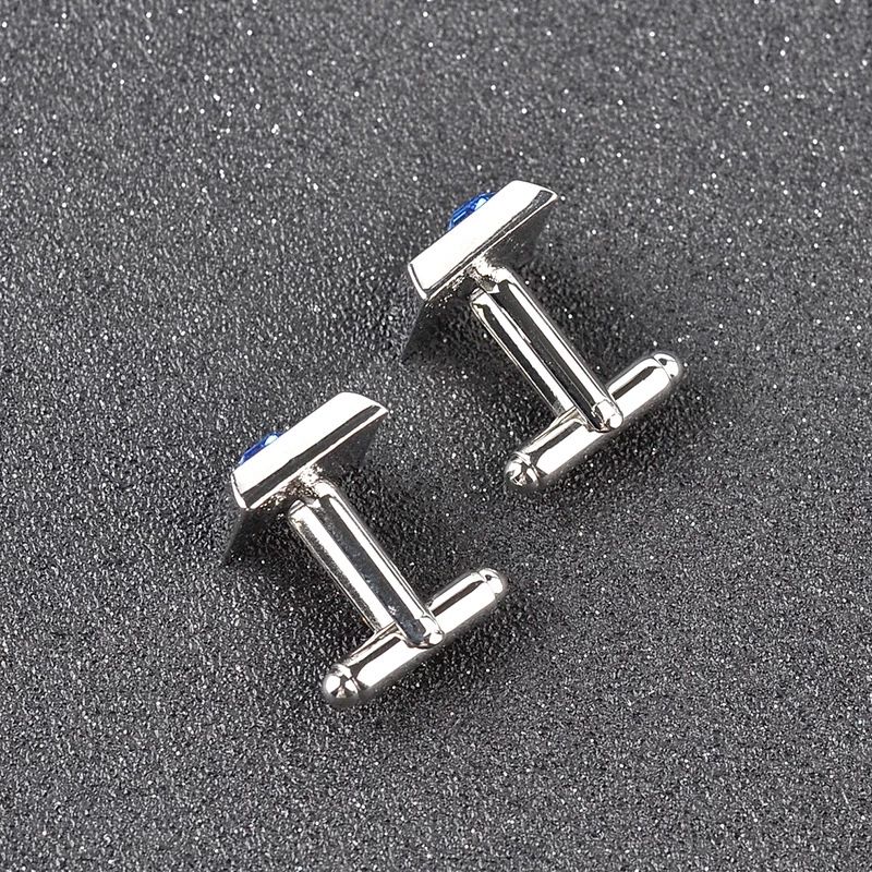 2 Color high quality fashion male French shirt cufflinks Brand cuff buttons square wedding party white/blue crystal cuff links A-1513