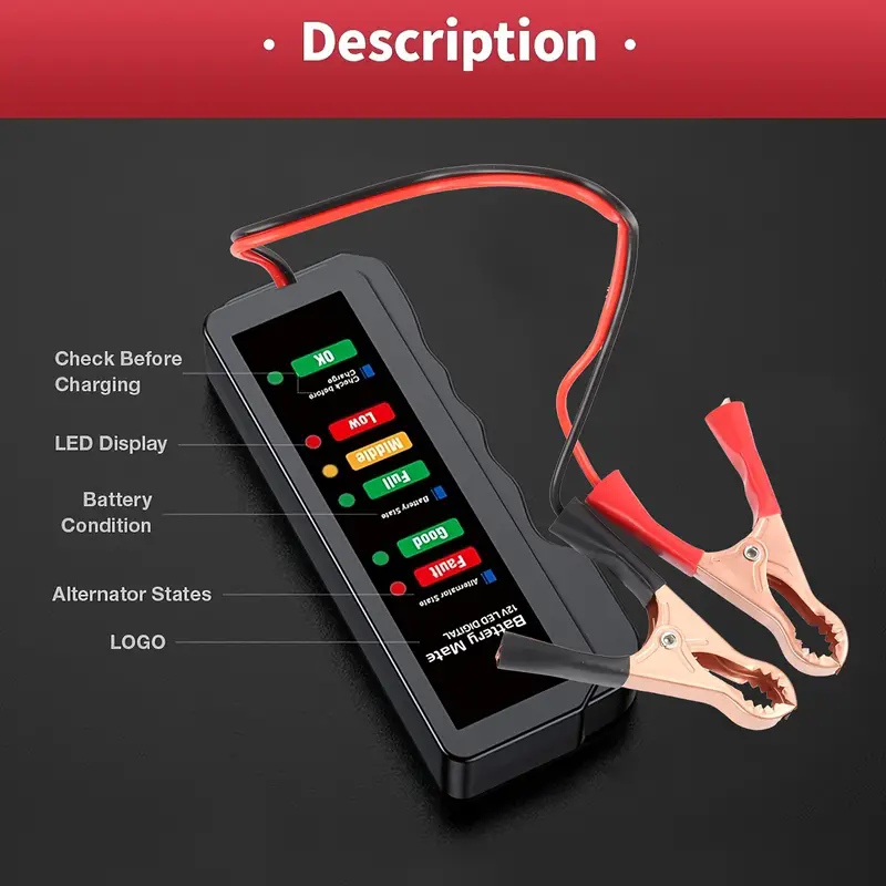 12V Automotive Car Battery Tester LCD Digital Test Analyzer Auto System Analyzer Alternator Cranking Check E-392