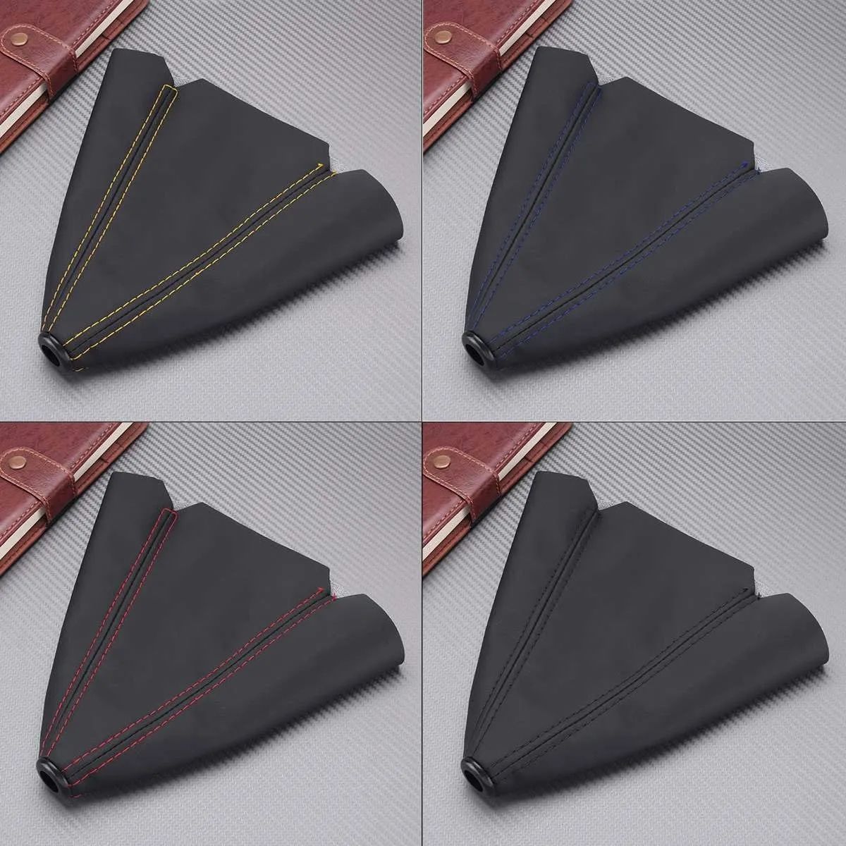 Universal PU Leather Car Gear Shift Collars Carbon Fiber Auto Car Manual Stick Shifter Knob Gear Shift Boot Cover Gaiter C-502