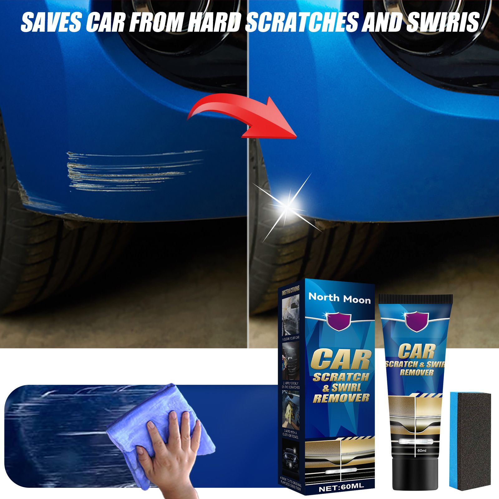 120ml /Car Scratch Repair Paste Paint Scratches Scratch Maintenance Repair Repair Paint Polishing Traceless Repair Care Wax E-1184
