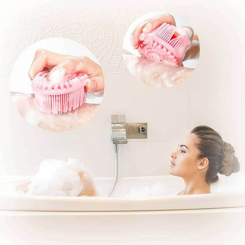 Loofah Exfoliating Body Scrubber 2 In 1 Face And Body Silicone Scrubber - Silicone Shower Brush Bath Sponge Loofah C-349