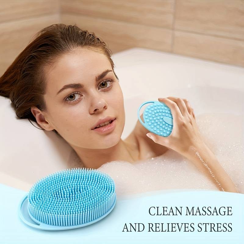 Loofah Exfoliating Body Scrubber 2 In 1 Face And Body Silicone Scrubber - Silicone Shower Brush Bath Sponge Loofah C-349