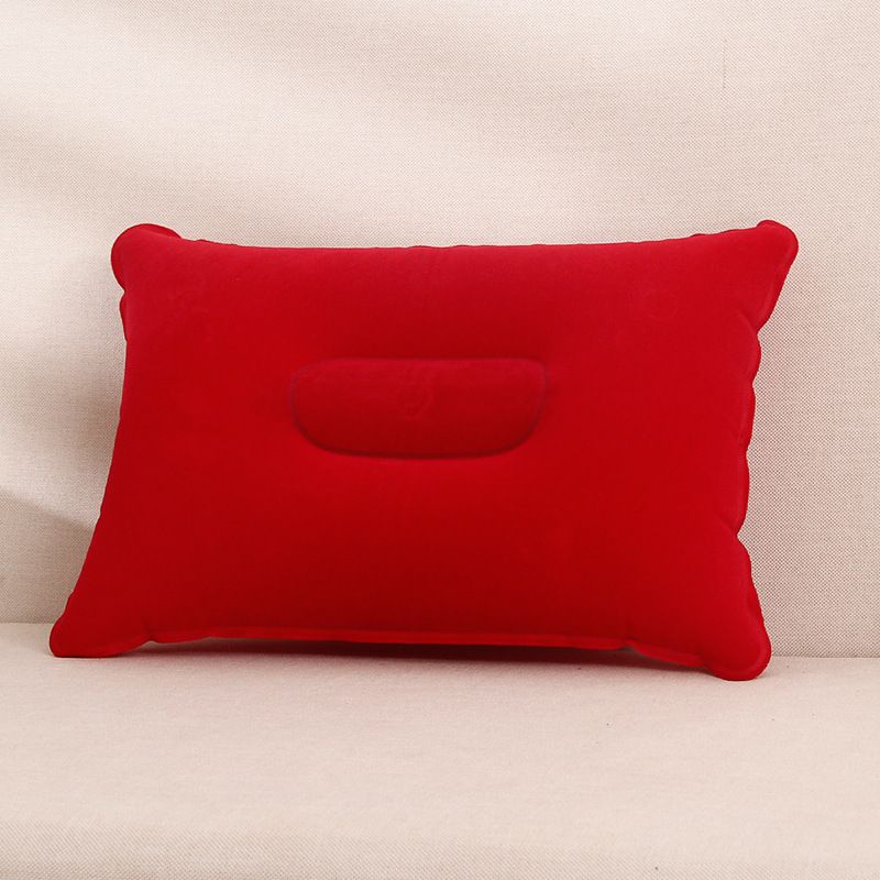 1pcs 34x22cm Portable Pillow Travel Air Cushion Inflatable Double Sided Flocking Cushion Camp Beach Car Plane Hotel Head Rest Bed Sleep E-172