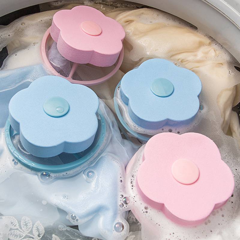 1pc Washing machine hair remover decontamination filter sponge flower shape net bag cleaning hair filterE-753