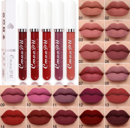 Cmaadu 18 Colors Waterproof Liquid Lipsticks Lip Makeup Matte Velvet Lipstick Lip Gloss Cosmetic Nude Long Lasting Cosmestics  B2-688