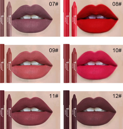Matte lipstick 12 colors waterproof long lasting sexy red lipstick makeup B2-582 view 3