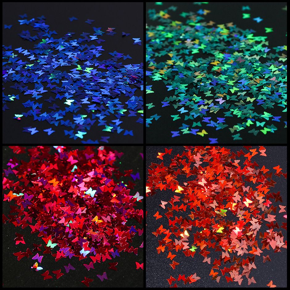 3D Butterfly Slice Nail Sequins Flakes Holographic Iridescent Glitter Nail Art Decoration Colorful Manicure 12 in 1 Set B2-357 view 5
