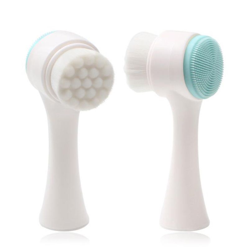 3D Double Side Silicone limpiador Face Cleanser Brush Portable Face Cleaning Massage Exfoliating Blackhead E-643