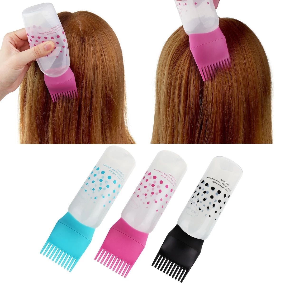 Shampoo Bottle Plastic Oil Comb Applicator Bottle Large Capacity Dispensing Salon Hair Color Styling Accessories