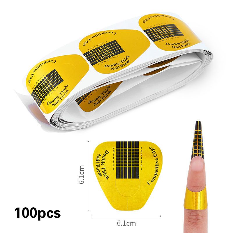 100Pcs/Set French Nail Form Tips Acrylic UV Gel Extension Curl Form Builder Gel Sticker Art Guide Mold Manicure Stencil &E-959