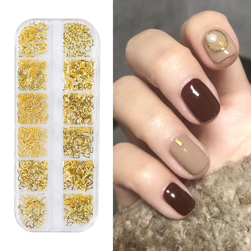 Nail Art New Japanese 12 Grid Nail Art Rivet Jewelry Set Alloy Solid Semicircle Patch B2-487 view 2