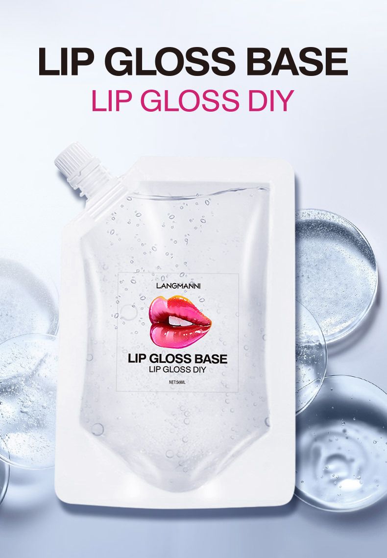 Langmanni Clear Lip Gloss Base Oil Non-Stick DIY Transparent Lipstick Raw Material Gel Lips Pump Makeup Cosmetics 50ml B2-552